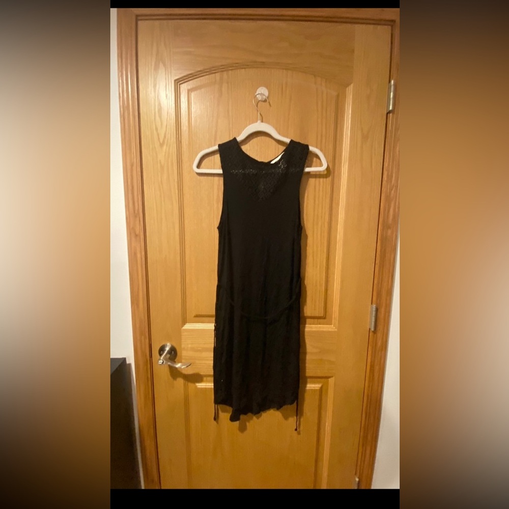 H&M Women’s Size Small Black Crochet Neckline Dress w/Tie Waist